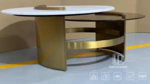 New Arrival Italian Marble <b>Side</b> <b>Table</b> <b>Gold</b> Metal Construction Living Room Coffee <b>Table</b> Double Deck <b>Round</b> Small Coffee <b>Table</b> Doub - Product Image 4