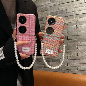 Funda de teléfono con tapa de patrón tejido de lujo para Samsung para Galaxy Z Flip 7 para <span class=keywords><strong>Huawei</strong></span> Nova Flip para Xiaomi Mix Flip-Material de PC - Product Image 1