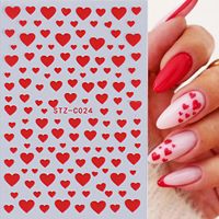 6 autocollants pour ongles en forme de cœur pour la Saint-Valentin, autocollants 3D brillants autocollants, noir, rouge, blanc, or, manucure DIY, matériel pour ongles à presser