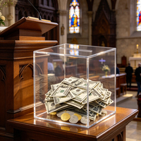 Tirelire en acrylique transparent en gros, boîte de rangement pour monnaie et espèces avec couvercle à charnière et serrure pour adultes et enfants