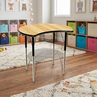 Table d'activités et de collaboration pour étudiants, forme demi-lune, hauteur réglable sur 3 niveaux, idéale pour les étudiants universitaires