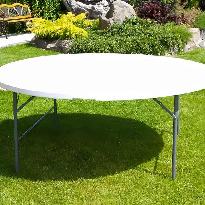 72-Inch Heavy Duty White Plastic Folding Table for Outdoor Events Durable Catering Banquets Weddings Hotels Farms Restaurants