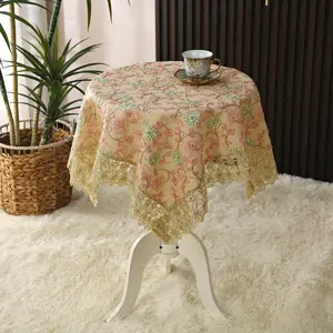 Toalha de mesa pequena de malha de terylene fresca para decoração de casa, toalha de mesa à prova de poeira, estilo retrô de luxo e estilo pastoral