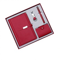 Ensemble de cadeaux créatifs pour entreprises, carnet en cuir PU, bloc-notes, porte-clés, ensemble de quatre pièces, logo gravé pour école, banque, MY-050