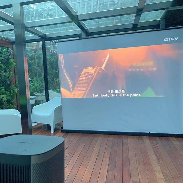 Factory 13016:9 Projection Floor Screen Portable Projector Screen for Meetings Home Cinema or Outdoor Camping with Double Stents