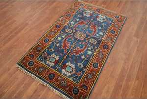 Karpet wol Oushak biru tradisional cantik buatan tangan <span class=keywords><strong>6x9</strong></span> kaki aksen India untuk ruang tamu kamar tidur karpet lobi ukuran besar - Product Image 3