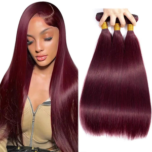 Bordeaux fasci di <span class=keywords><strong>capelli</strong></span> umani lisci 1 fasci di <span class=keywords><strong>capelli</strong></span> Remy brasiliani 99j fasci 100% <span class=keywords><strong>capelli</strong></span> non trasformati intrecciano vino rosso 30 pollici - Product Image 1