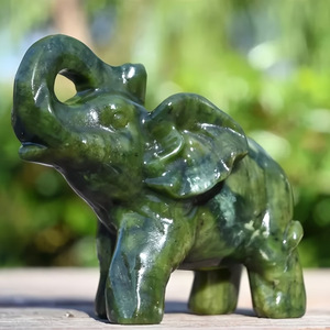 Estatua de elefante de jade Xiuyu natural pulido de 2 pulgadas, adorno de animal de jade hecho a mano, piedra curativa de chakra, artesanía para colección - Product Image 1