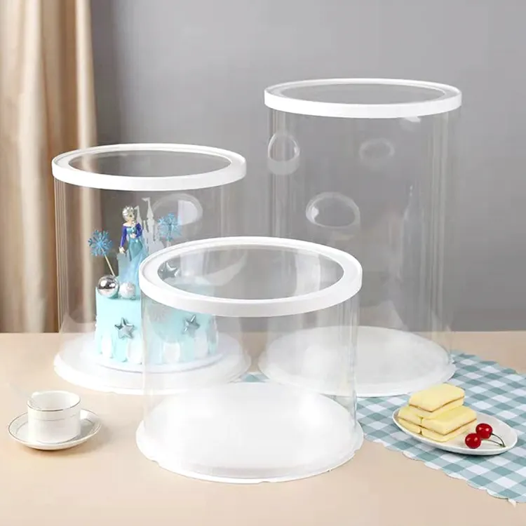 Tall Clear Cylindrical Pattern Transparent Round Multicolor Cake Box 2021 Clear Transparent Round Cake Box