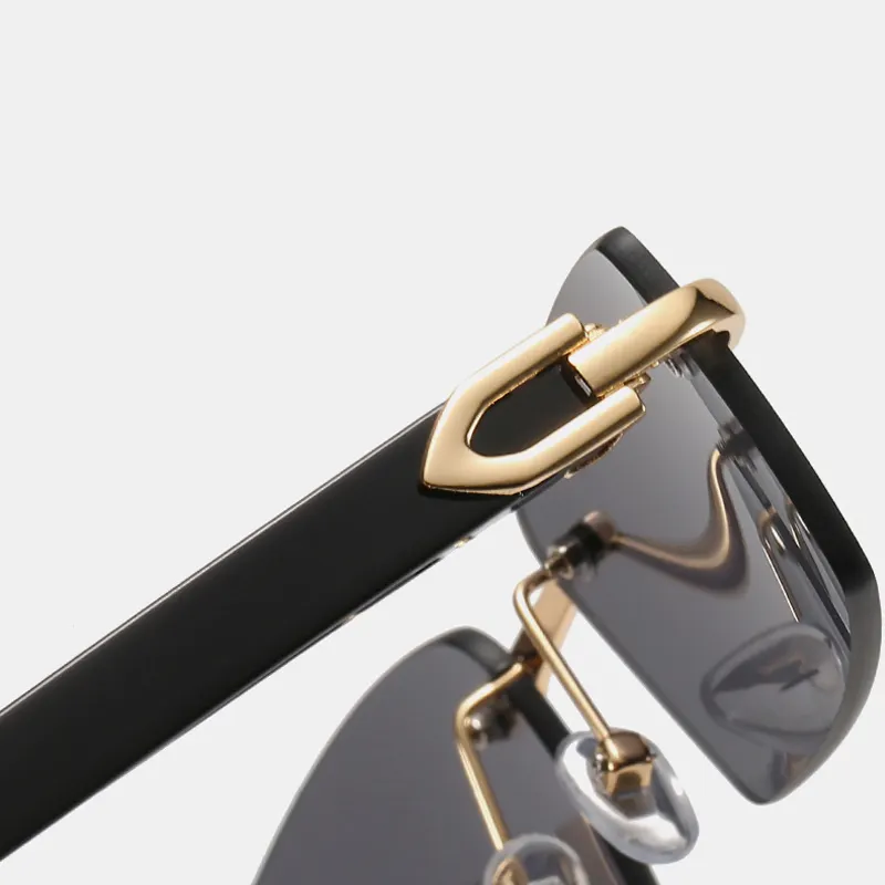 Buffalo Horn Sunglasses Rimless Square Luxury Designer White Black Buffs Sun Glasses Trendy Eyewear Gafas De Sol Hombre