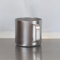 Mug à double paroi en titane pur de 400 ml avec poignée, tasse à café en titane ultra légère et isolée pour le camping en plein air, la maison et le bureau