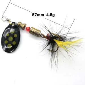 Señuelo giratorio en línea LUSHAZER con pluma y hoja metálica, anzuelo triple, 4g 5g, para pesca de <span class=keywords><strong>trucha</strong></span>, lubina y lucio en agua dulce y río - Product Image 2