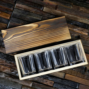 Grand coffret cadeau de pierres en verre cristallin, comprenant des verres à whisky, dans une boîte en pin, pour la retraite ou un mariage - Product Image 2