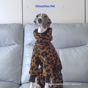 Maglione per Cani a Collo Alto con Stampa Leopardata Rosa per Levrieri e Whippet, in Velluto Felpato, Casual e Caldo per l'Inverno - Product Image 4