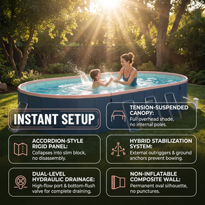 <span class=keywords><strong>Piscine</strong></span> pliante de 300 cm <span class=keywords><strong>avec</strong></span> auvent solaire, <span class=keywords><strong>piscine</strong></span> ovale hors sol non gonflable pour la famille, jardin, extérieur - Product Image 4
