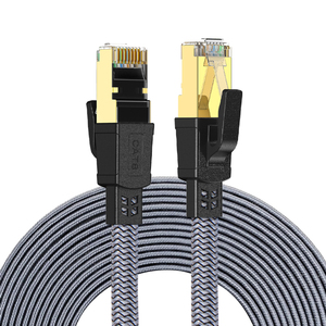 Factory Custom Cat8 Flat Ethernet <b>Cable</b> 30AWG SFTP Shield Nylon Braided <b>RJ45</b> Patch Cord 40Gbps 2000MHz High Speed Network <b>Cable</b> - Product Image 4