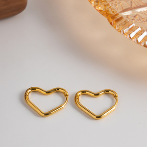 Heart Shape <b>Stud</b> Earrings 18K Gold Plated <b>Titanium</b> Steel For Women Fashion Jewelry Gift - Product Image 1