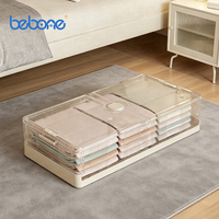 Boîtes de rangement pliables empilables en plastique sous le lit avec couvercles et roulettes pour l'organisation de la chambre