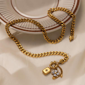 智炫防氧化防水首饰不锈钢18K镀金弹簧扣DIY锆石吊坠项链 - Product Image 4