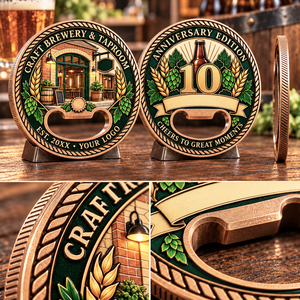 Décapsuleur personnalisé en cuivre antique pour anniversaire de brasserie, pièce de défi, souvenir promotionnel OEM ODM - Product Image 3