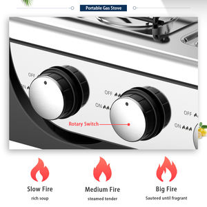 ポータブル5バーナー商用ストーブ多機能クックトップヘビーデューティ鉄テーブルアルミ表面LPカウンタートップホブアウトドア用 - Product Image 6