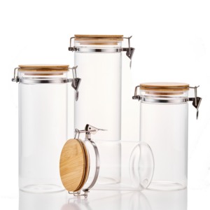 LINUO Mini Custom Glass Spice Honey Candy Jars Food Storage Jar Glass With Bamboo Lid