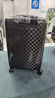 Nouveau produit : Valise cabine en fibre de carbone à motif damier de 24 pouces. Également disponible pour la personnalisation. Chariot à cadre en aluminium.