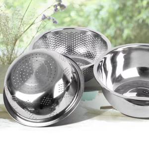 Stainless Steel <b>Colander</b> Set 3 Piece With <b>Strainer</b> And Mixing Bowl For Kitchen Vegetable Washing And Drainage - Product Image 3