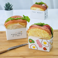 Boîte d'emballage pour sandwich, boîte d'emballage pour toast épais aux œufs pour le petit-déjeuner, plateau en papier pour pâtisserie occidentale coréenne