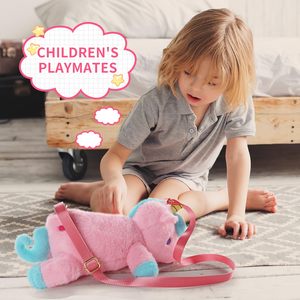 Custom Super morbido <span class=keywords><strong>unicorno</strong></span> rosa farcito <span class=keywords><strong>borsa</strong></span> di peluche per ragazza carina giocattoli di peluche PP imbottiti di cotone - Product Image 3