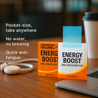 Bandes orales à dissolution rapide à prix de gros pour booster l'énergie, films minces de caféine, complément alimentaire pour soutenir l'énergie et la concentration
