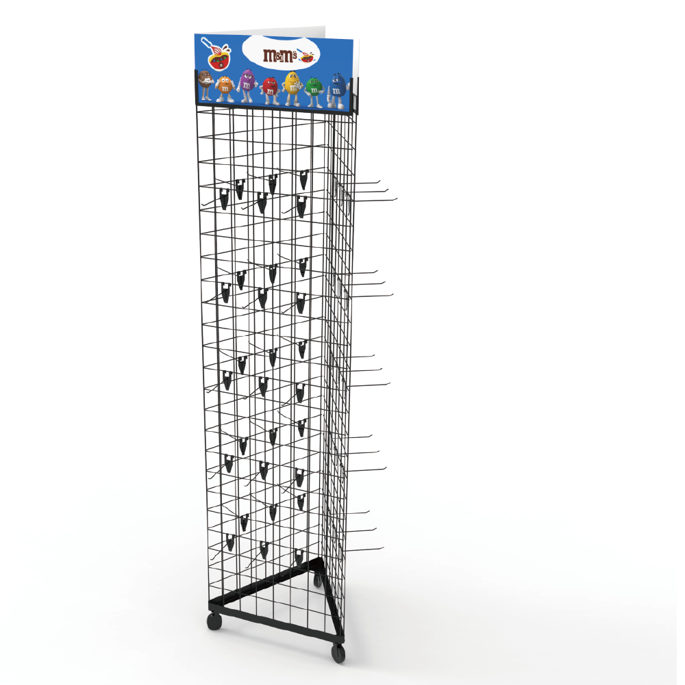Apache Metal Three Sided Movable Grid Hook Floor Display Rack Stand for Supermarkets — view 4