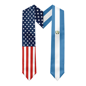 ผ้าพันคอสำเร็จการศึกษาแบบซาตินสำหรับผู้ใหญ่ ขนาด 13*180 ซม. สำหรับการศึกษาต่อต่างประเทศระหว่างสหรัฐอเมริกาและกัวเตมาลา - Product Image 1