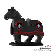 Caballo Montado de Caballero León Rojo, Juguete de Construcción de Animales, Figura de Caballo de Guerra Medieval, Serie Castillo, Plástico ABS 1:1