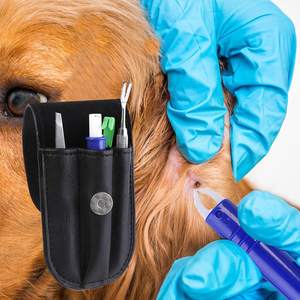Kit de suppression des tiques et des puces pour animaux de compagnie Outils en acier inoxydable avec pochette de rangement pour chiens chats lapins - Product Image 3