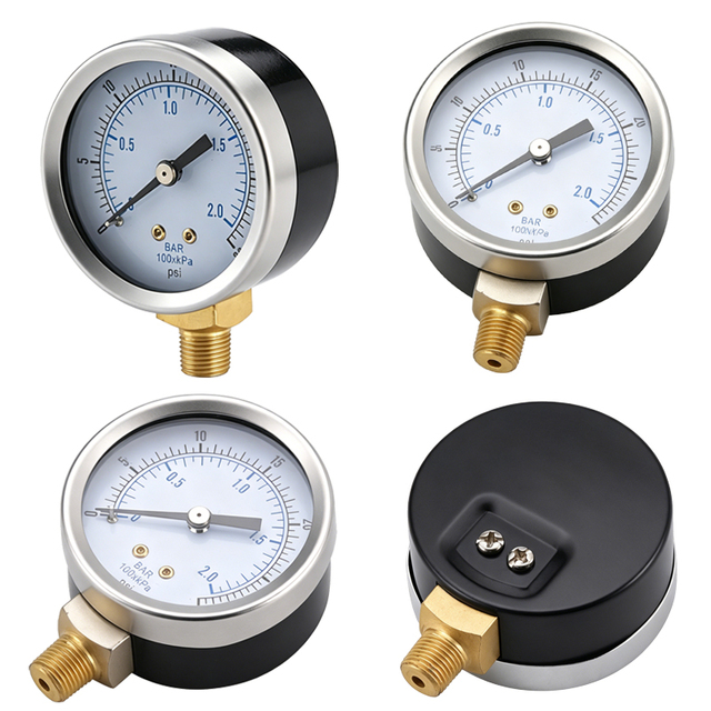 Pressure Gauge 1-400 bar 2in Dial 2.5 Accuracy Copper Alloy Socket Radial Mount NPT 1/4