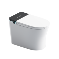 WC intelligent WaterMark, moderne, monobloc, sans réservoir, en céramique blanche sans rebord, avec chasse automatique, bidet chauffant, commande latérale, LED