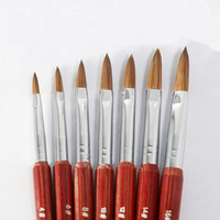 Pinceaux professionnels en bois pour nail art 100% pur Kolinsky Sable, multifonctionnels, différentes tailles de pointes pour l'extension et la peinture des ongles