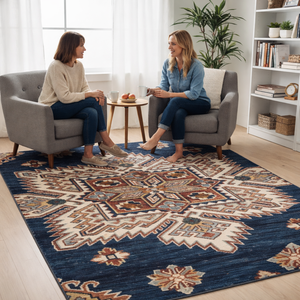 Alfombra Persa Anudada a Mano de Lana/Seda, Diseño Geométrico Tradicional, Ecológica - Product Image 2