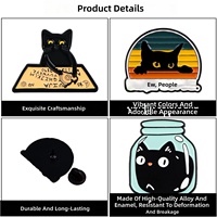 Lot de 4 épingles en émail noires amusantes et mignonnes - Design de dessin animé original pour sacs à dos, chapeaux, vestes et cadeaux pour amis et collectionneurs