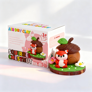 Kit de pâte à modeler douce auto-durcissante 12 couleurs avec outils de sculpture et tutoriels – Créations DIY artistiques et artisanales pour enfants (motif écureuil/châtaigne) - Product Image 1