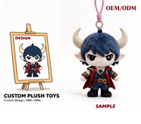 Porte-clés en peluche personnalisé de personnage démoniaque, adorable poupée démon en peluche pour merchandising de jeux, jouets en peluche personnalisés OEM ODM