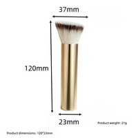Pinceau de maquillage Kabuki angulaire doré avec tête plate et poils synthétiques doux pour un estompage professionnel du fond de teint - Outil de beauté