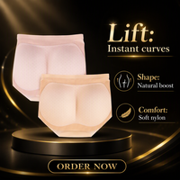 Culotte gainante pour femme avec rembourrage fessier, taille mi-haute, effet rehausseur de fesses, sous-vêtement push-up avec garnissage