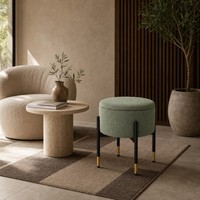 Tabouret de rangement en tissu, siège rembourré durable, couvercle amovible, quatre pieds en métal, design moderne, école, chambre, salon, entrée