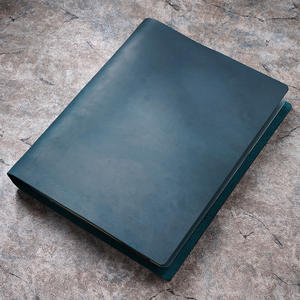 Porte-documents en cuir souple <span class=keywords><strong>classique</strong></span> noir format A4 avec logo personnalisé pour le bureau, organiseur de portefeuille, classeur à 4 anneaux pour hommes - Product Image 2