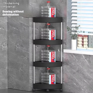 Phong Cách Thép Không Gỉ Đa Cấp Nhựa Phòng Tắm Nhà Bếp Lưu Trữ Kệ Tam Giác Góc Tầng Trần Nhà Vệ Sinh Lưu Trữ Bền - Product Image 3