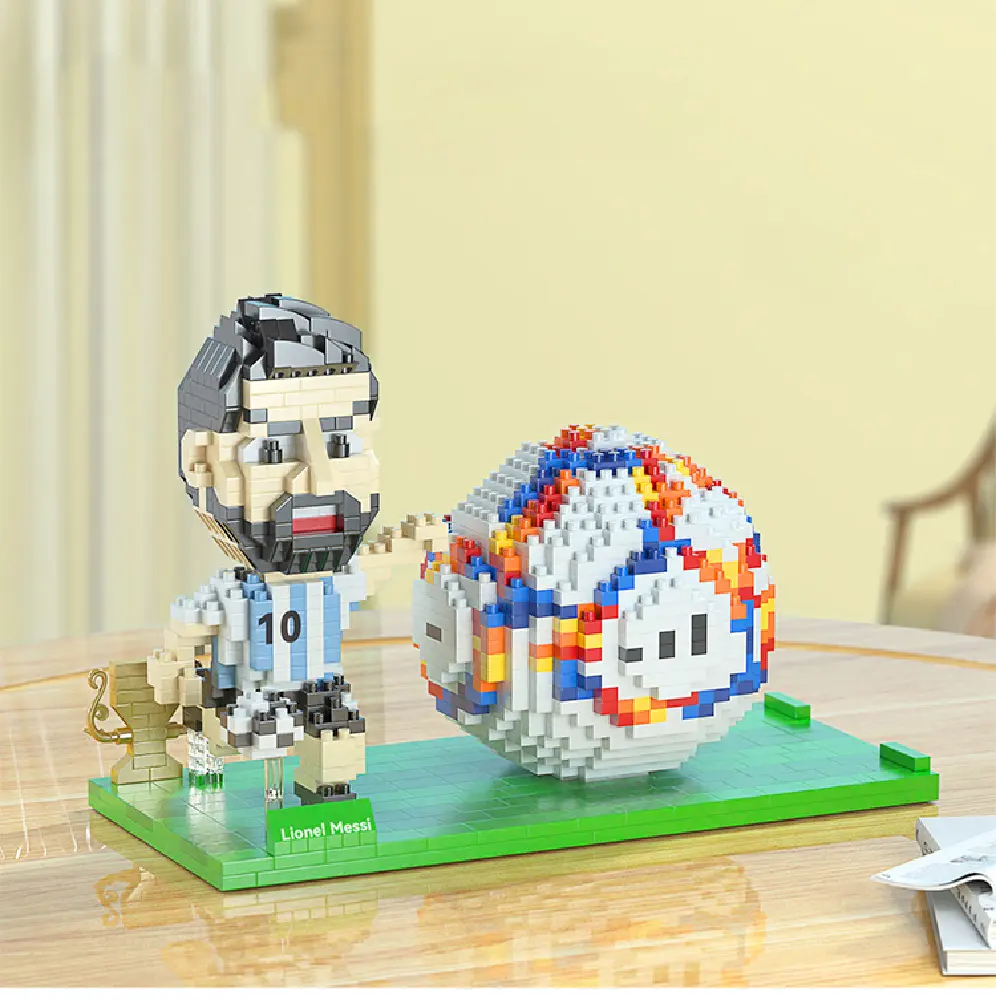 Nuovo arrivo portapenne 3D modello diamante Micro blocchi da costruzione assemblaggio partita di calcio Mini Figure di mattoni giocattoli per giocatori di calcio regali