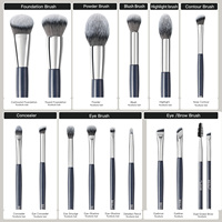 Kit de 15 pinceaux de maquillage professionnel de luxe personnalisés en gros, en poils synthétiques véganes, pour le visage et le correcteur, marque privée