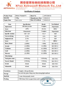 תוסף תזונה אסטרוול ביוטין מחיר טוב טוהר גבוה ויטמין H ויטמין B7 99% אבקת ביוטין - Product Image 2